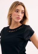 Elegant openwork collar shirt