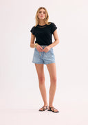 Elegant openwork collar shirt