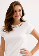 Elegant openwork collar shirt