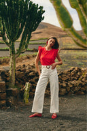 Wide high-waisted jeans