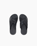 Leather cross-over sandals with logo tape