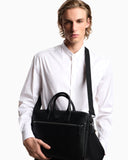 ASV regenerated Saffiano leather business bag with eagle plate