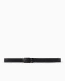 Reversible leather belt with all-over embossed lettering